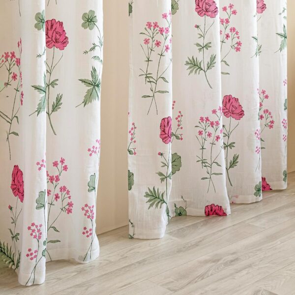 Sheer Printed Rod Pocket Curtains for Light Filtering Home Decor - 5 Feet - Image 5