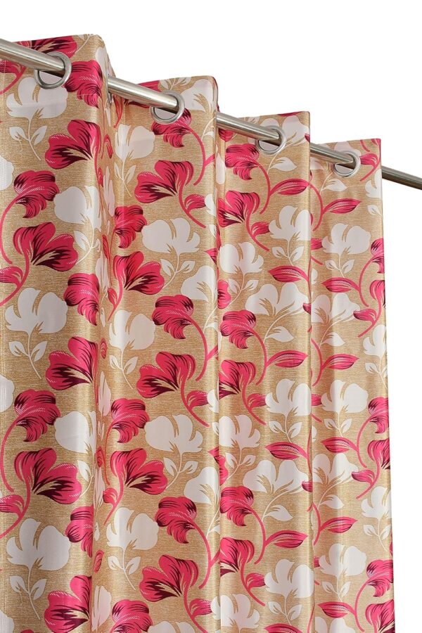 Elegant Pink Floral Eyelet Curtains for Stylish Home Decor - 5 Feet Long - Image 4