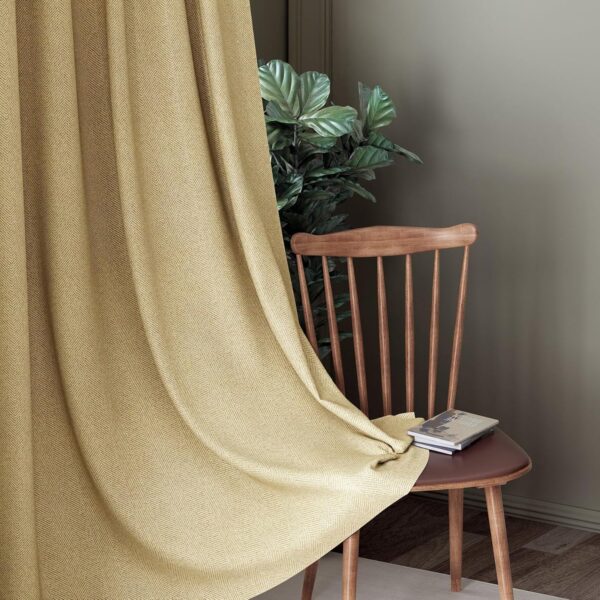 Herringbone Blackout Curtains with Eyelets and Tie Backs for Stylish Bedrooms - Image 2