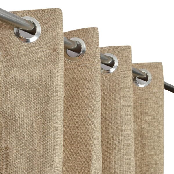 Jute Curtain for Doors: Modern 7 Feet Long Eyelet Parda in Beige - Image 2