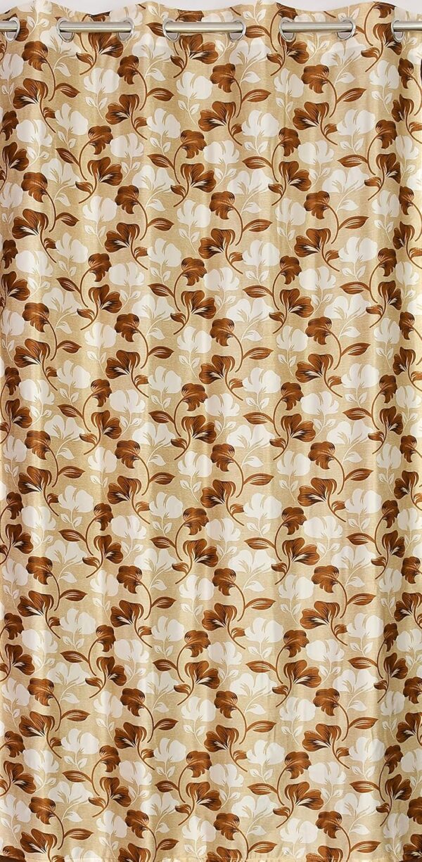 Elegant 8 Feet Brown Floral Eyelet Door Curtains for Stylish Home Decor - Image 3