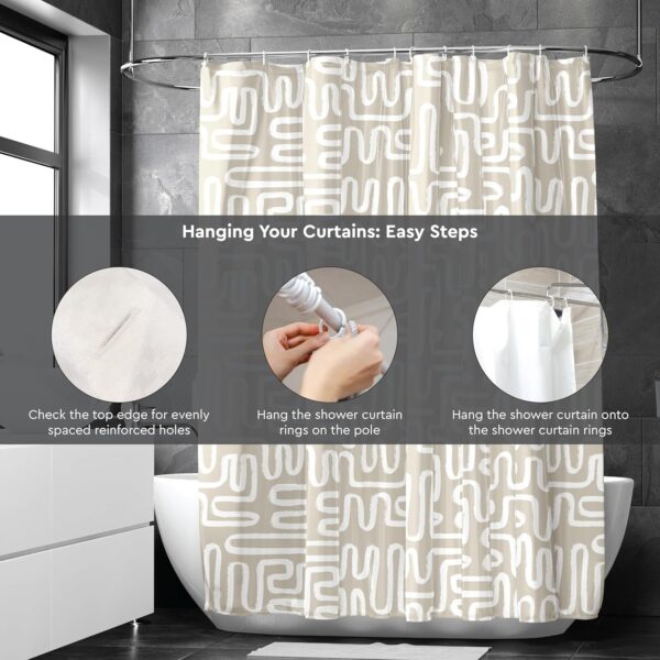 Encasa XO Waterproof Shower Curtain: Mould Proof, Quick-Drying, Boho Design - Image 4