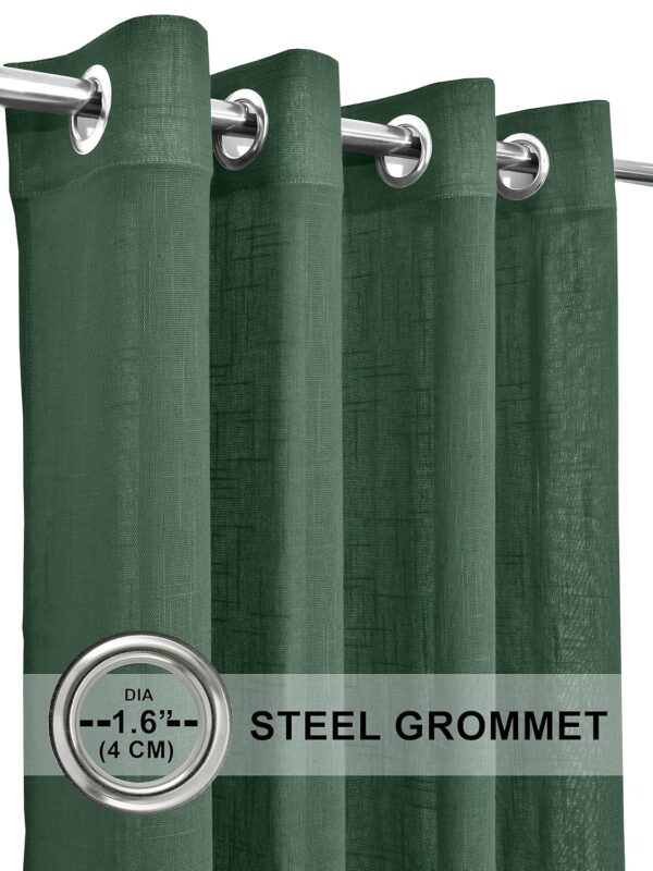 Cotton Linen Sea Green Door Curtain Set with Steel Eyelet Rings - Image 2