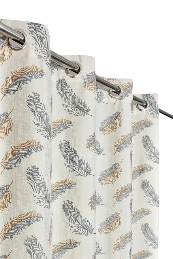 Stylish Grey Polyester Feather Curtains Set for Windows and Doors - Image 2