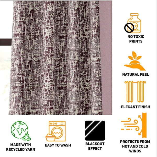 Ecotex Premium Cotton Blackout Curtains in Maroon - 7 Feet Long Set of 2 - Image 4