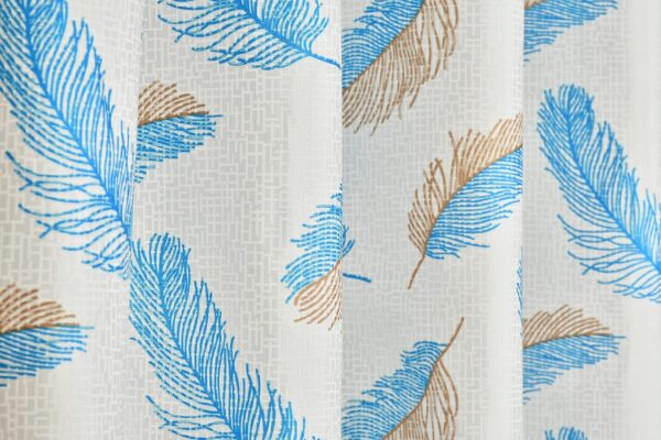 Aqua Blue Polyester Feather Printed Curtains Set for Living Room & Bedroom - Image 5