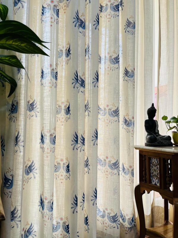 Stylish Blue Sparrows Linen Textured Sheer Curtains for Bright Spaces - Image 9