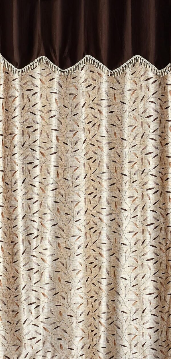 Elegant Brown Frill Curtains for Long Doors - Pack of 2, 8 Feet - Image 3