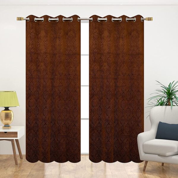 Elegant Brown Velvet Room Darkening Curtains for Doors - Kiara Creations - Image 2