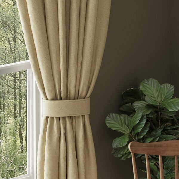 Herringbone Blackout Curtains with Eyelets and Tie Backs for Stylish Bedrooms - Image 4