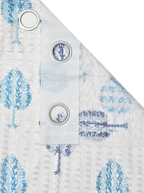 Elegant Blue Tree Printed Tissue Net Curtain for 9 Feet Long Doors - Image 4