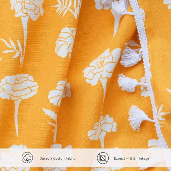 Bohemian Floral Print Room Darkening Curtains in Marigold Yellow for Doors - Image 4