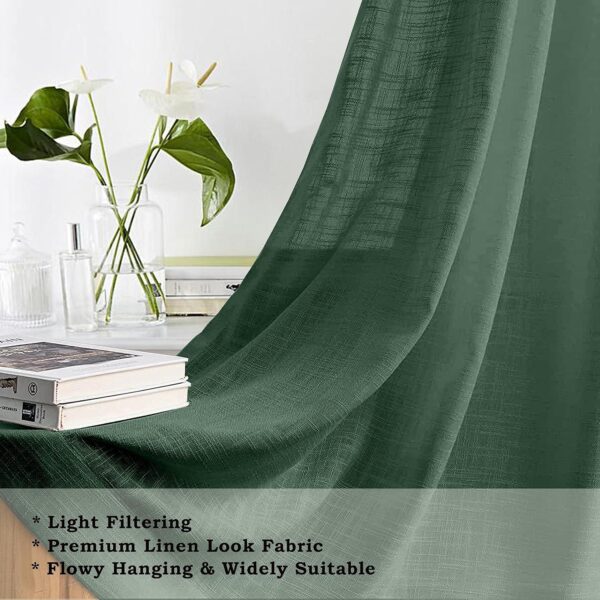 Cotton Linen Sea Green Door Curtain Set with Steel Eyelet Rings - Image 8