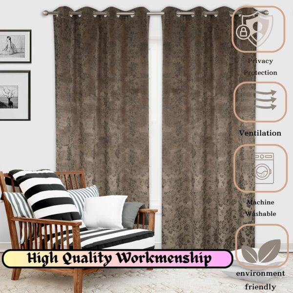 Elegant Grey Floral Velvet Door Curtains for Thermal Insulation and Room Darkening - Image 3