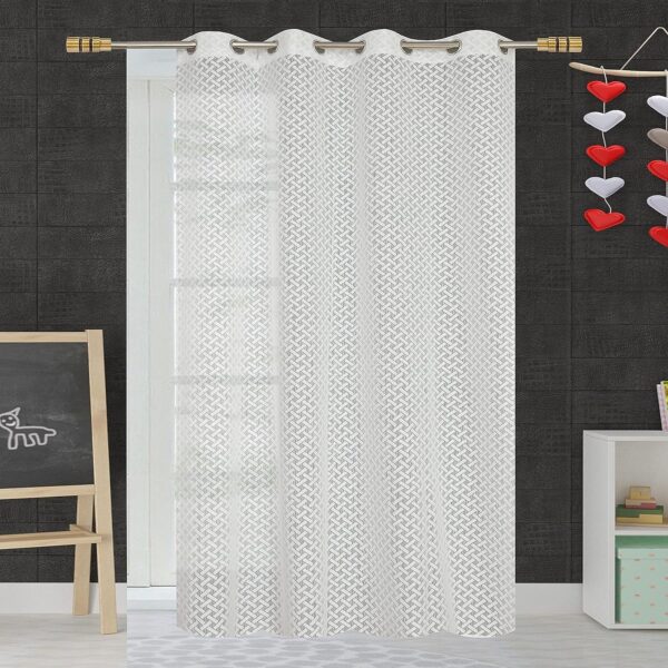 Lightweight White Net Sheer Curtains for Living Room and Balcony - Set of 2 - Image 2