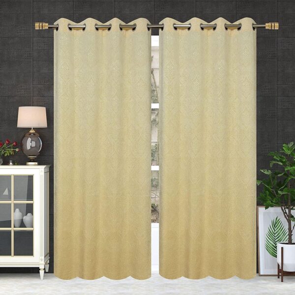 Premium Cream Velvet Emboss Curtains for Doors - 7 Feet, Washable Quality - Image 2