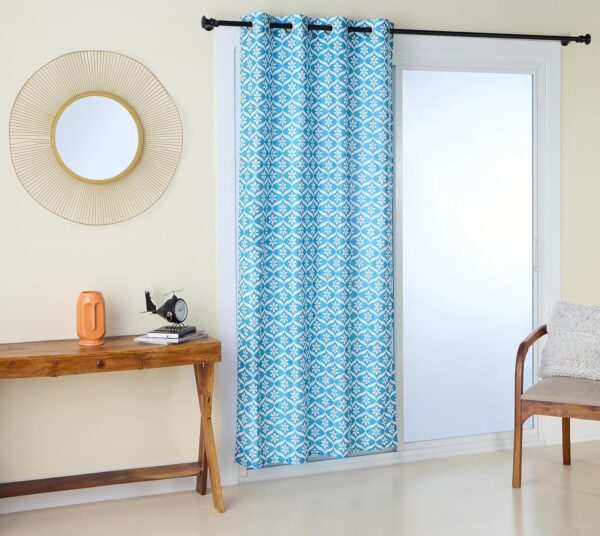 Stylish Solimo Aqua Curtains: Premium Polyester Cotton, Geometric Print, Easy Care - Image 3