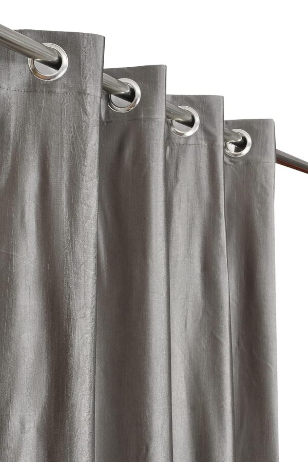 Stylish Grey Polyester Feather Curtains Set for Windows and Doors - Image 3