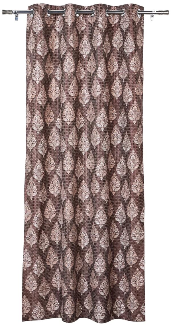 Solimo Premium Leaf Print Curtains - 7 FT Polyester, Easy Maintenance, Coffee Set - Image 6