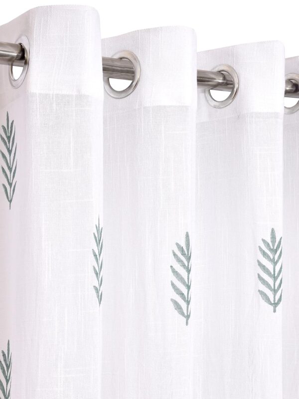 Stylish Cotton Linen Leaf Design Sheer Curtains for Elegant Home Decor - Image 3