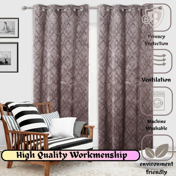 Velvet Room Darkening Curtains for Bedroom and Living Room - 8 Feet Grey - Image 5