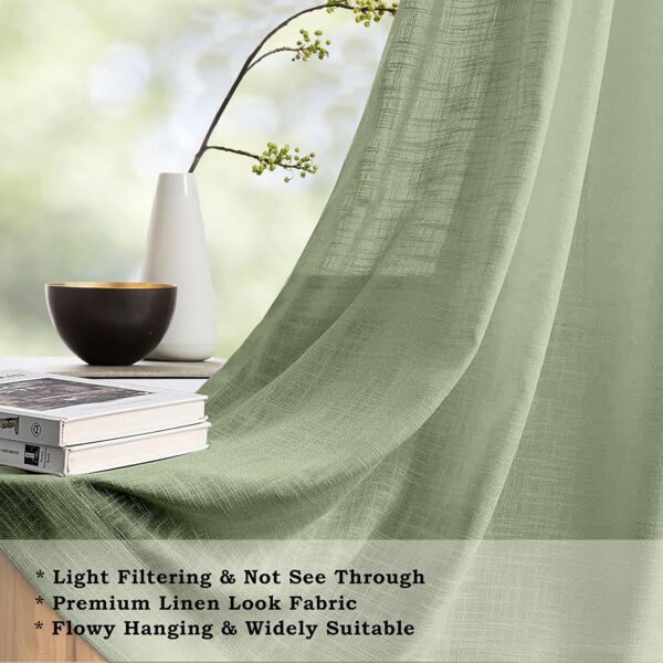 Elegant Mint Green Cotton Sheer Curtains for Living Room and Bedroom Decor - Image 4