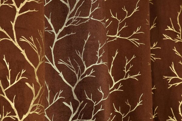 NAVSANG Premium Velvet Curtains: Thermal Insulated Foil Leaf Design for Living Rooms - Image 3