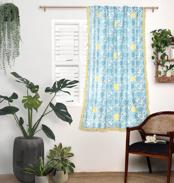 Bohemian Tasseled Geometric Print Cotton Curtains for Cozy Room Darkening - Image 2