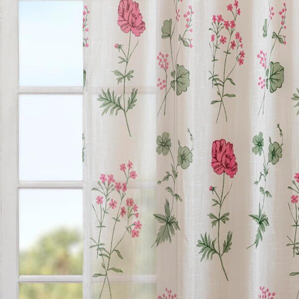 Sheer Printed Rod Pocket Curtains for Light Filtering Home Decor - 5 Feet - Image 4