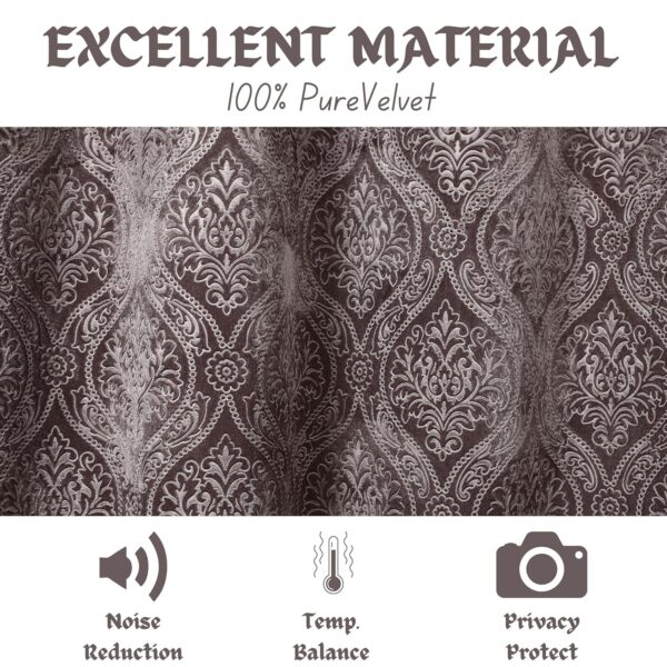 Velvet Room Darkening Curtains for Bedroom and Living Room - 8 Feet Grey - Image 4