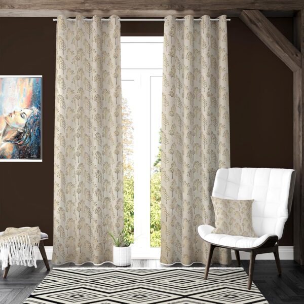 Premium Room Darkening Tree Curtains - 7 Feet Jacquard Fabric Set of 2 - Image 3