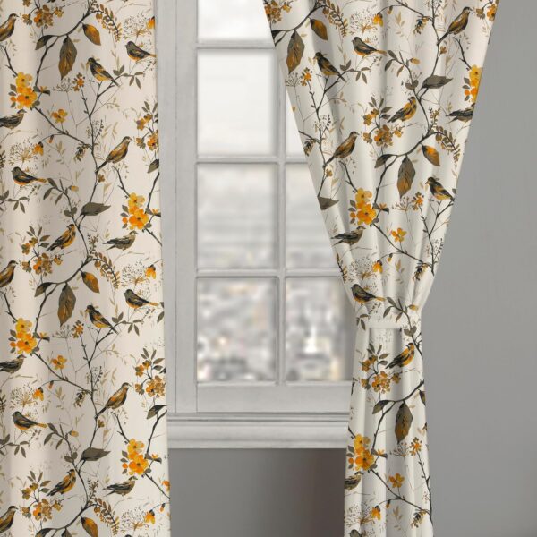 Bird Printed Semi Sheer Curtains for Elegant Living Room Decor - Set of 2 - Image 3