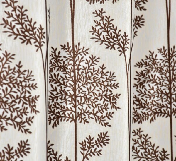 Tree Printed Long Window Curtains Set of 2 - Room Darkening Dark Brown - Image 3