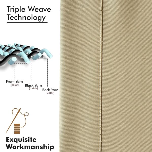 Stylish Beige Blackout Door Curtains - 7 Feet, Pack of 2 - Image 4