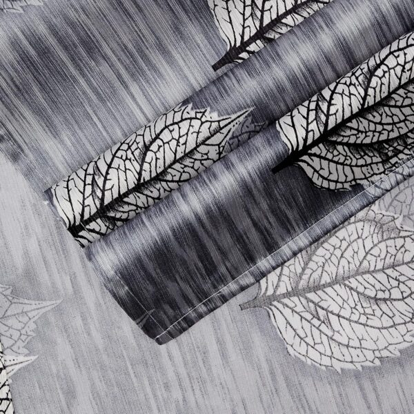 Stylish Grey Leaf Print Window Curtains - Light-Filtering Polyester, Pack of 2 - Image 6