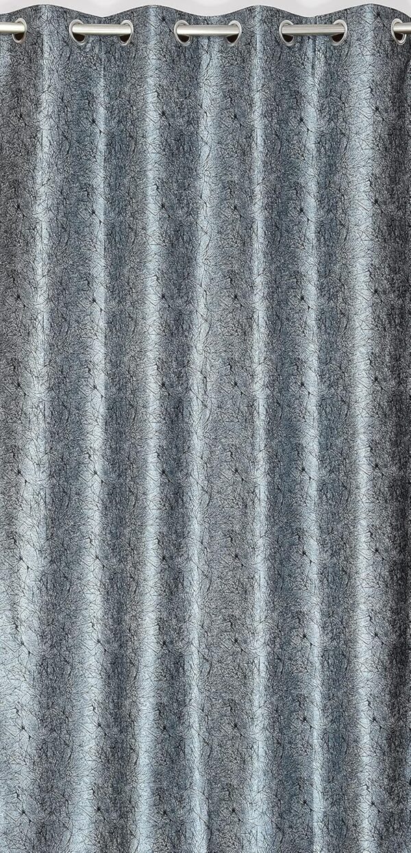 Softy Texture 6 Feet Dark Grey Polyester Blackout Curtains for Home Decor - Image 3