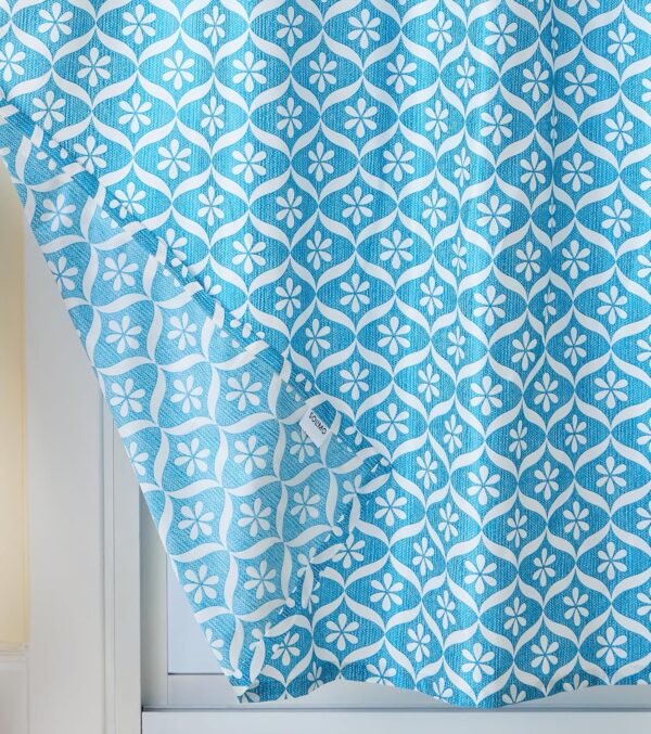 Stylish Solimo Aqua Curtains: Premium Polyester Cotton, Geometric Print, Easy Care - Image 2