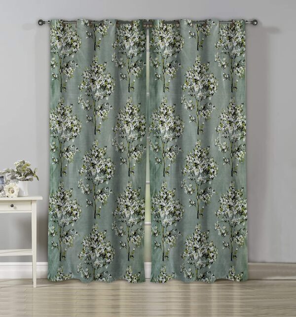 Elegant 3D Floral Digital Printed Polyester Curtains for Living Room & Bedroom - Image 2