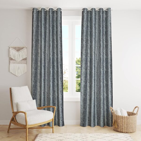 Softy Texture 6 Feet Dark Grey Polyester Blackout Curtains for Home Decor - Image 2