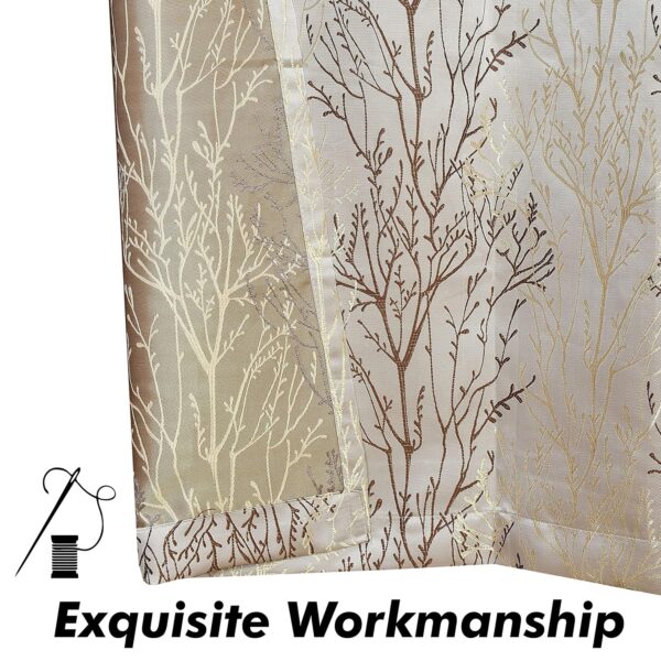 Elegant Leafy Twig Jacquard Fabric Curtains for Doors - 7 Feet, Pack of 2 - Image 6