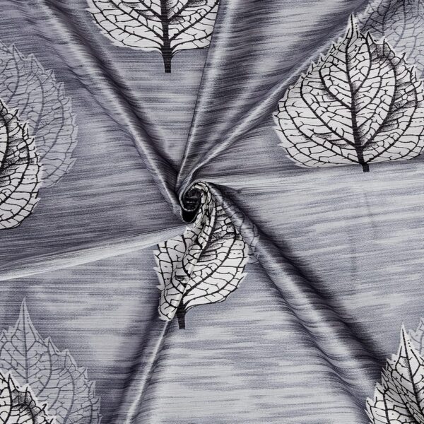 Stylish Grey Leaf Print Window Curtains - Light-Filtering Polyester, Pack of 2 - Image 7