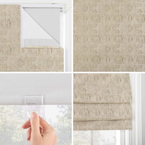 Stylish Total Blackout Cordless Roman Shade in Beige - 27" x 64" - Image 3