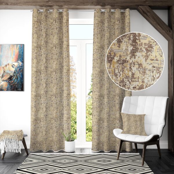 Elegant Brown Room Darkening Curtains for 8 Feet Doors - Set of 2 - Image 2