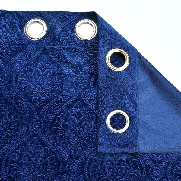 Elegant Blue Velvet Grommet Curtains for Room Darkening & Privacy - Image 3