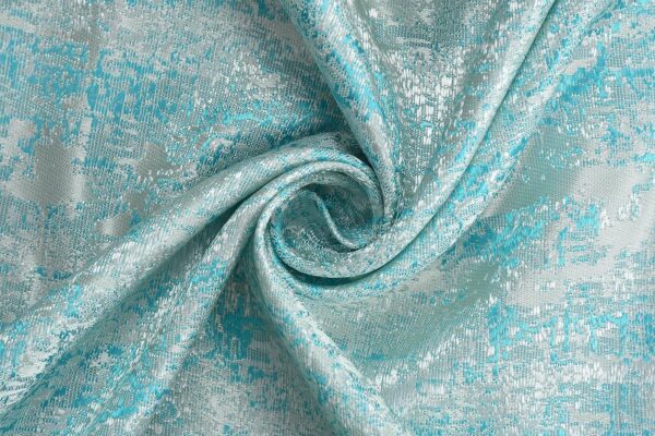 Aqua Blue Jacquard Blackout Jute Curtains for Living Room and Bedroom Decor - Image 3