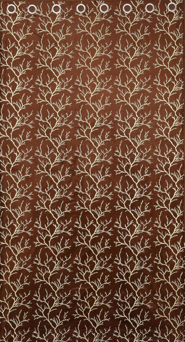 NAVSANG Premium Velvet Curtains: Thermal Insulated Foil Leaf Design for Living Rooms - Image 2