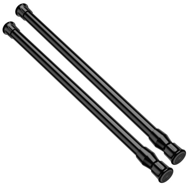 Adjustable 2PCS Black Spring Curtain Rods for Shower and Home Use