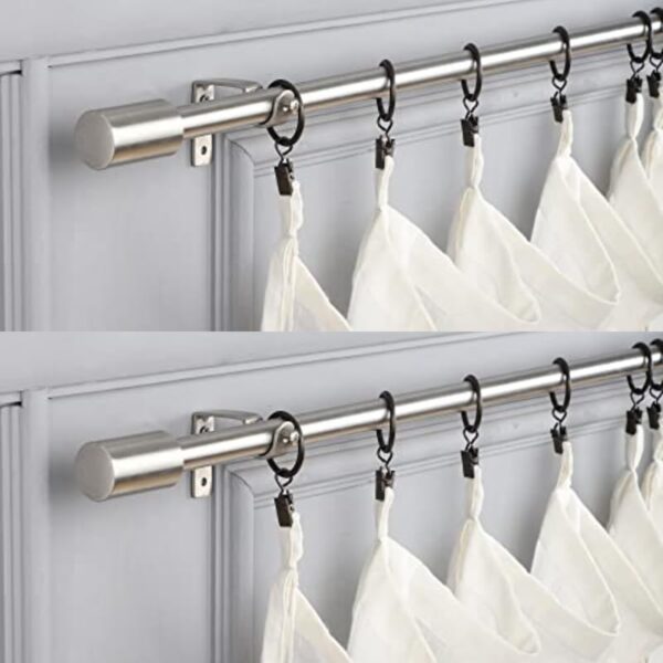 Adjustable Curtain Rod Set for Windows & Doors - Stainless Steel Finish