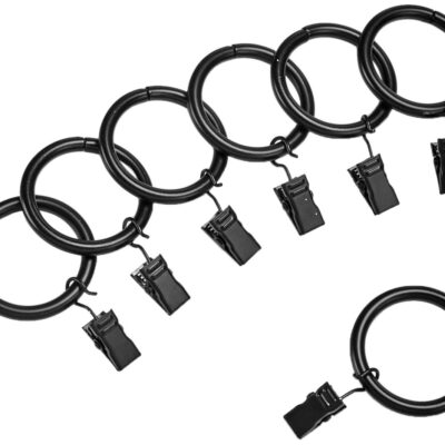 Amazon Basics Curtain Clip Ring Set of 7 – Stylish Black Hardware