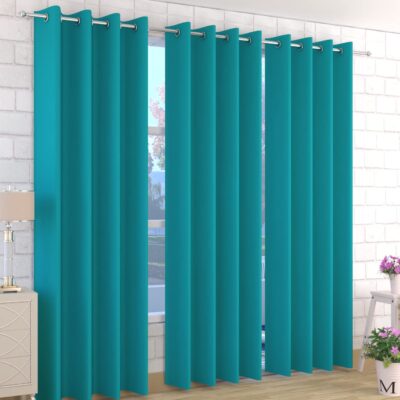 Aqua Blackout Curtains: 2 Piece Room Darkening Thermal Insulated Set